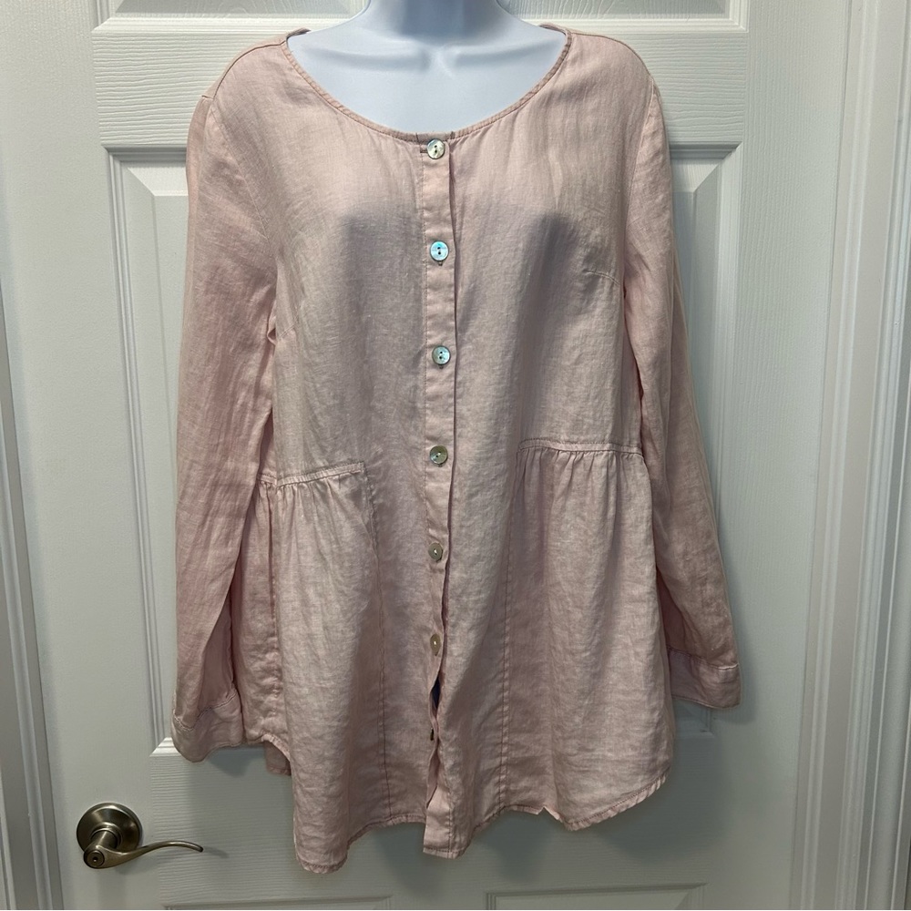 Sigrid Olsen Sz M Blush Linen Tunic
